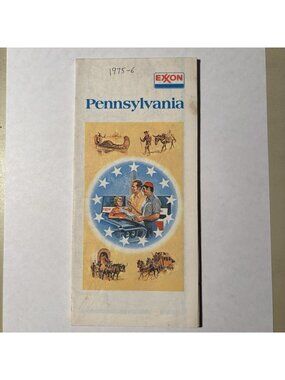 Vintage Exxon Oil Gas Pennsylvania State US Tour Travel Road Map 1975-76